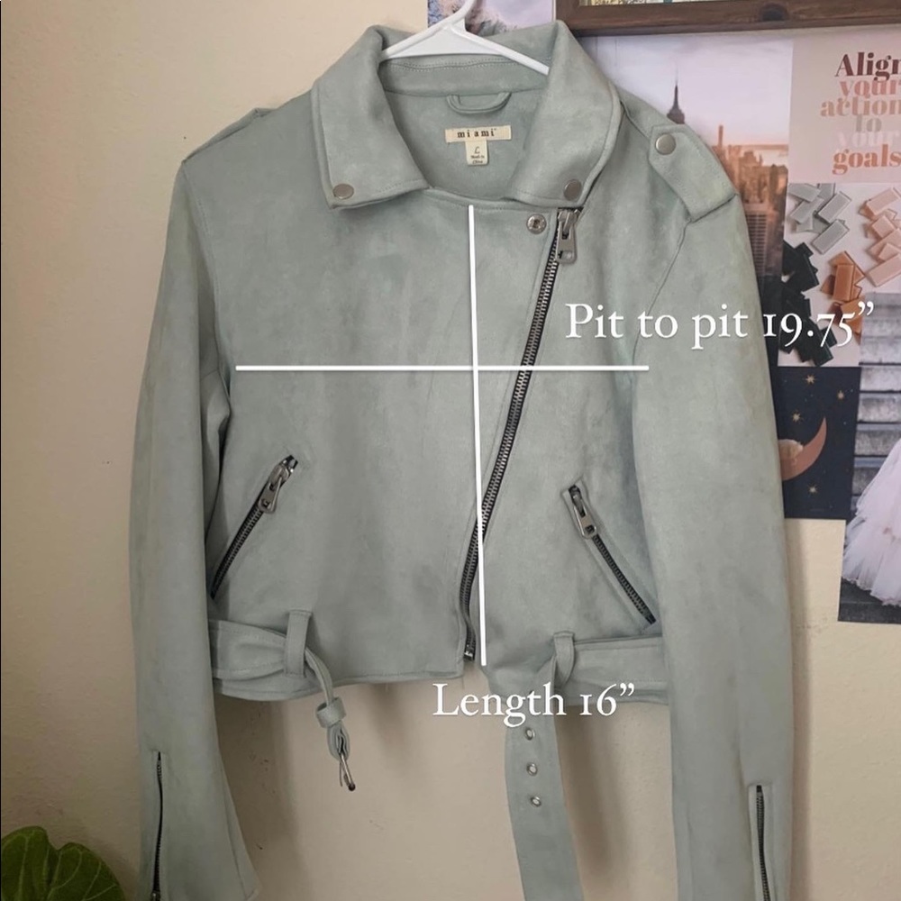 Light Blue Suede Moto Jacket - image 8